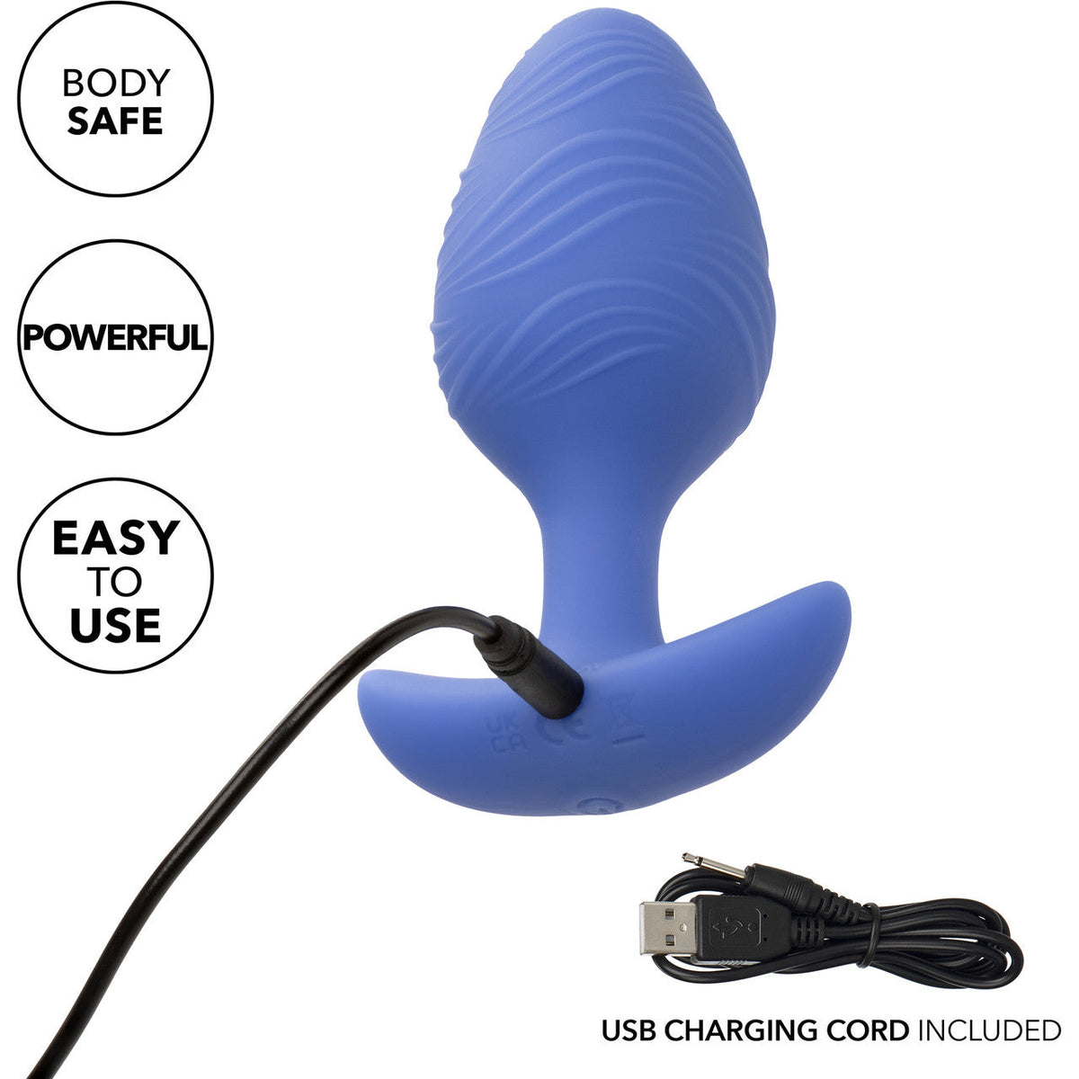 Cheeky™ Vibrating Glow-In-The-Dark Large Blue Silicone Butt Plug with 10 Speeds and Battery > Anal Range > Vibrating Butt Plugs