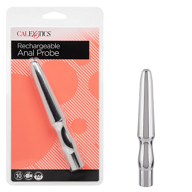 Rechargeable Anal Probe Silver with 10 Vibration Functions and USB Charging Default Title Butt Plugs