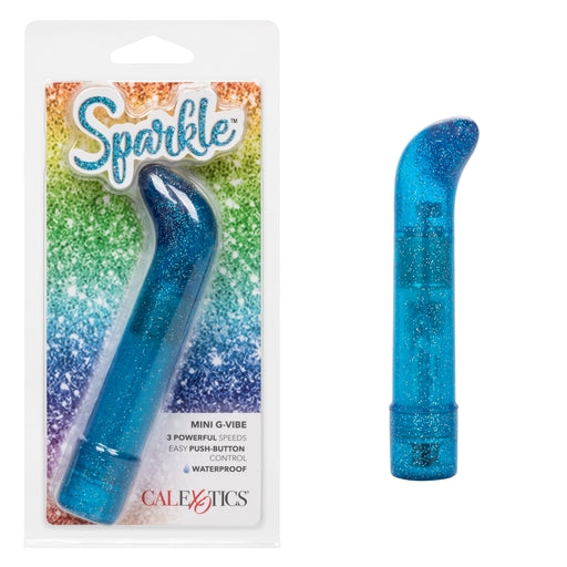 Sparkle Mini G-Vibe Blue Waterproof Mini G Massager with 3 Speeds and Glitter Finish Default Title BULLETS