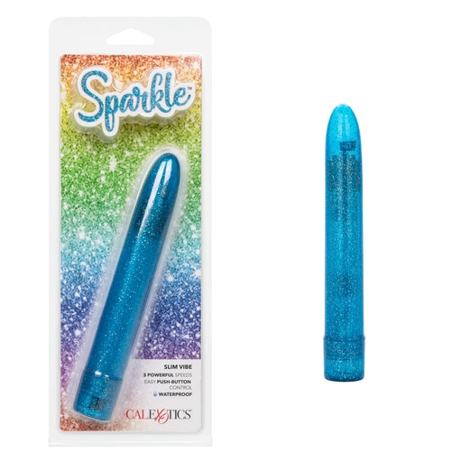 Sparkle Slim Vibe Blue Waterproof Slim Massager with 3 Speeds and Glitter Finish Default Title BULLETS
