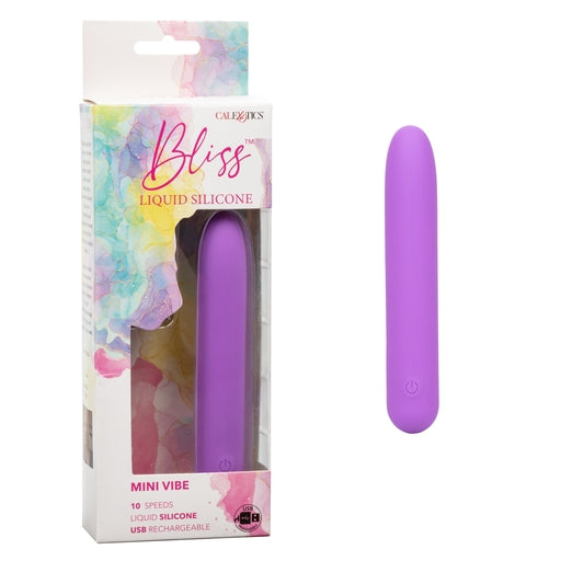 Bliss Liquid Silicone Mini Vibe Purple Rechargeable 10-Speed 4-Inch Vibrator Purple BULLETS