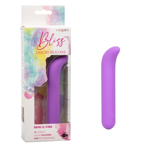 Bliss Liquid Silicone Mini G Vibe Purple USB Rechargeable 10 Speeds Purple BULLETS