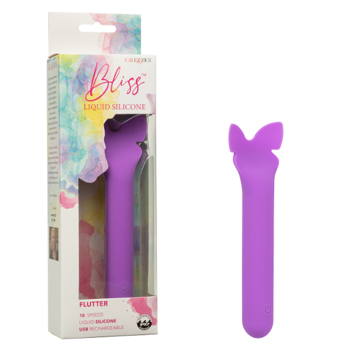 Bliss Liquid Silicone Flutter Vibrator in Purple with 10 Speeds and USB Rechargeable Design Default Title BULLETS