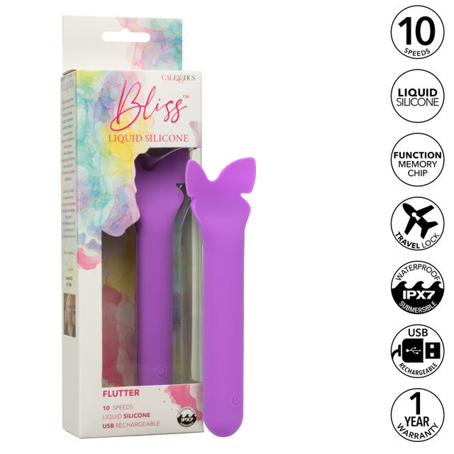 Bliss Liquid Silicone Flutter Vibrator in Purple with 10 Speeds and Design > Vibrators > Mini Vibrators