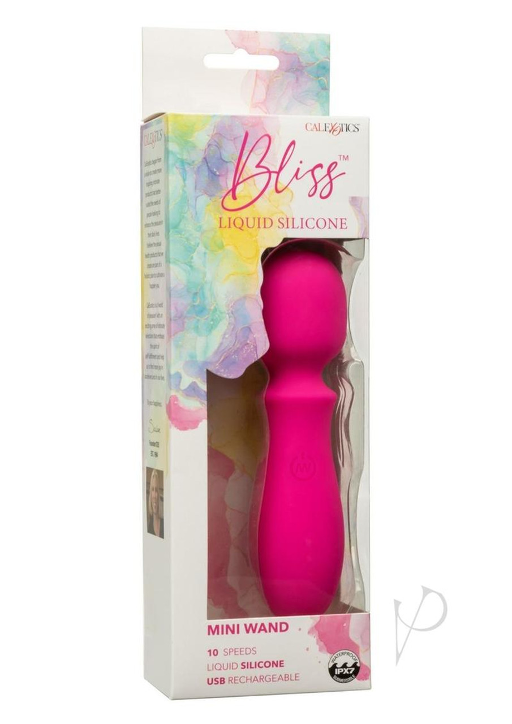Bliss Liquid Silicone Mini Wand Pink USB Rechargeable Waterproof 10 Speeds Compact Size Default Title BULLETS