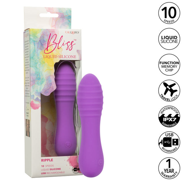Bliss Liquid Silicone Ripple Massager Purple 10 Speeds Waterproof > Vibrators > Mini Vibrators
