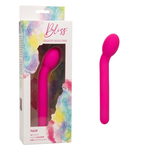 Bliss Liquid Silicone Tulip Vibrator in Pink with 10 Speeds and Rechargeable Secondary image