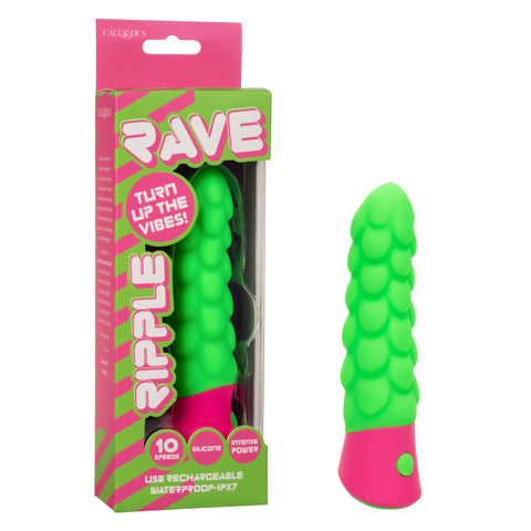Rave Ripple Green Pink Silicone Massager 10-Speed Waterproof USB Green Vibrators - G Spot