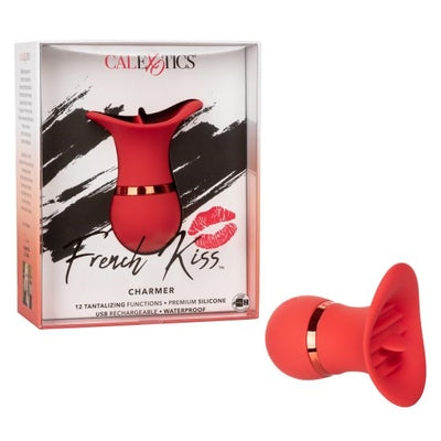 French Kiss Charmer Red Compact Silicone Flickering Tongue Teaser with 12 Vibration Functions and USB Rechargeable Default Title STIMULATORS
