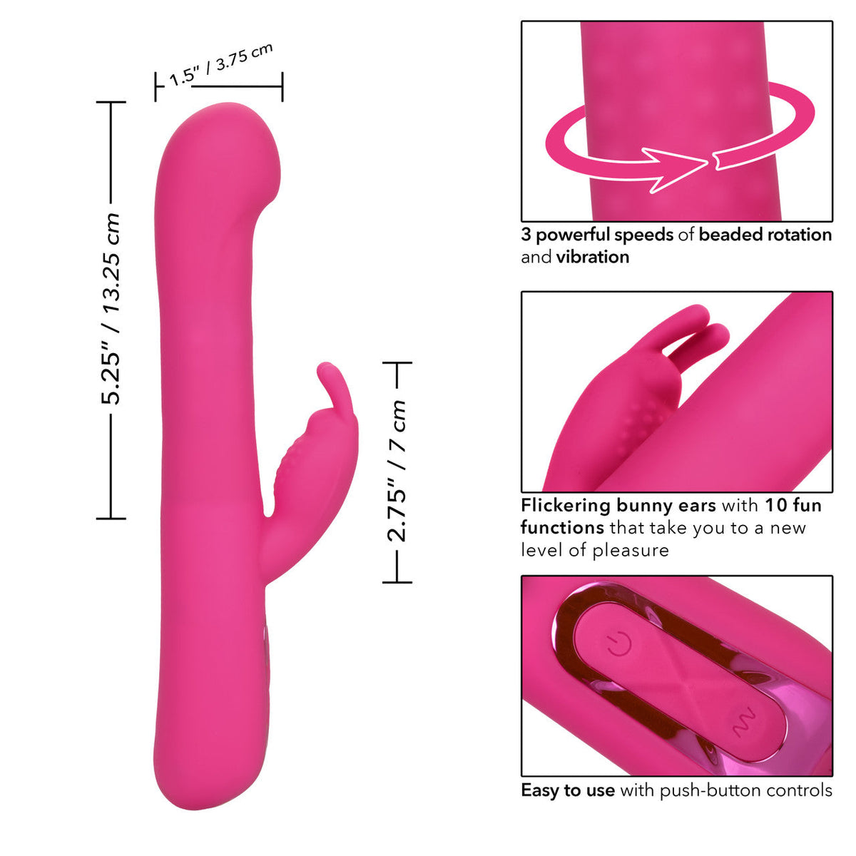Jack Rabbit Elite Beaded G Rabbit Vibrator in Pink with Dual Stimulation and Rotating Action > Sex Toys For Ladies > G-Spot Vibrators