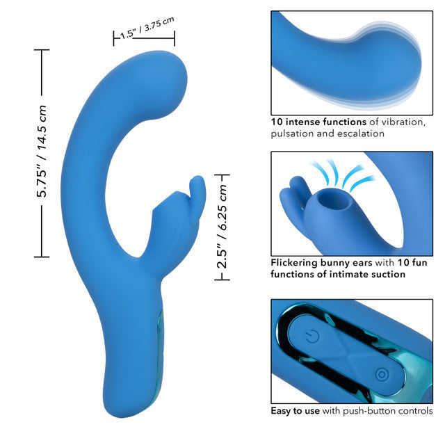 Jack Rabbit Elite Suction Rabbit Blue 8.75 Inch Dual Motors Silicone Vibrator > Vibrators > Ladies > Rabbit