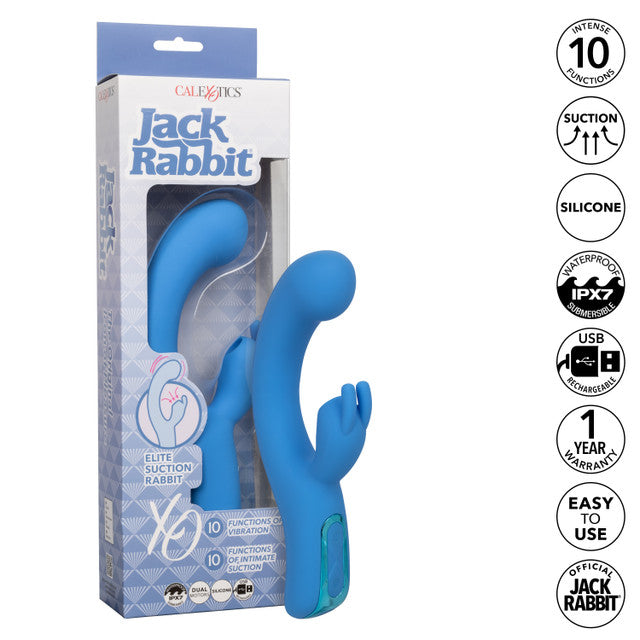Jack Rabbit Elite Suction Rabbit Blue 8.75 Inch Dual Motors Silicone Vibrator > Vibrators > Ladies > Rabbit