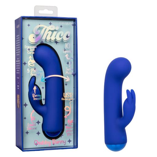 Thicc Chubby Bunny Blue Dual Motor Massager with 5.25 Inch Shaft Circumference and Ergonomic G-Spot Curve Default Title VIBRATORS-RABBIT
