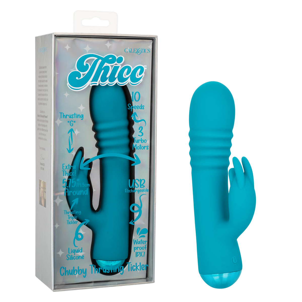 Thicc™ Chubby Thrusting Tickler Blue Liquid Silicone USB Rechargeable 5.75 Inch Shaft Circumference with Triple Motors and 10 Speeds Default Title VIBRATORS-RABBIT-MULTI