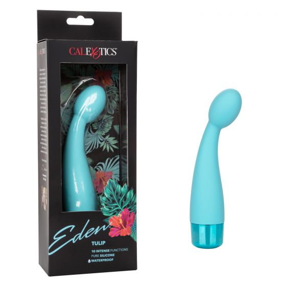 Eden Tulip Flexible Blue Silicone Vibrator with 10 Intense Functions and Waterproof Design Blue STIMULATORS