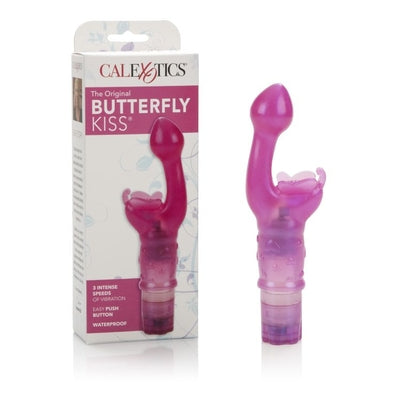The Original Butterfly Kiss Pink Curvy Multi-Speed G-Spot and Clitoral Massager 2.75 Inch Pink VIBRATORS-RABBIT