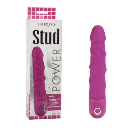 Power Stud Rod Waterproof Vibrator Pink 7 Inch Textured Shaft Pink Vibrators