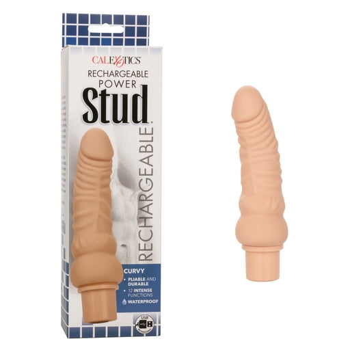 Power Stud Curvy Rechargeable Vibrator Ivory Flexible Silicone 12 Vibration Functions Waterproof Default Title Vibrators