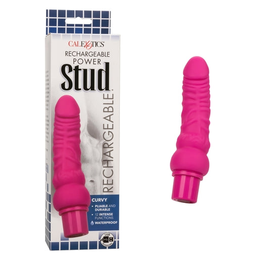 Power Stud Curvy Rechargeable Vibrator Pink Flexible Silicone 12 Functions Waterproof Default Title Vibrators