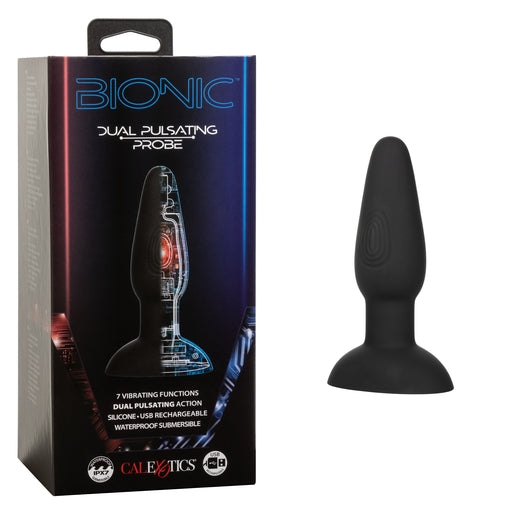 Bionic Dual Pulsating Probe Black Silicone Waterproof Rechargeable Plug with 7 Vibrating Functions Default Title Butt Plugs
