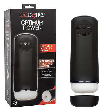 Optimum Power Vibrating and Thruster Stroker Black Rechargeable Masturbator with Ultra-Soft Textured Sleeve Default Title Strokers - Auto