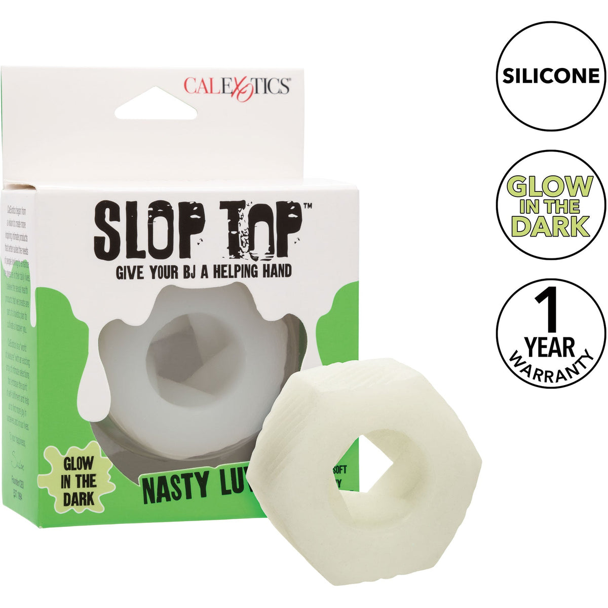 Slop Top™ Nasty Luv® Textured Glow in the Dark Liquid Silicone Stroker > Sex Toys For Men > Masturbators Cup