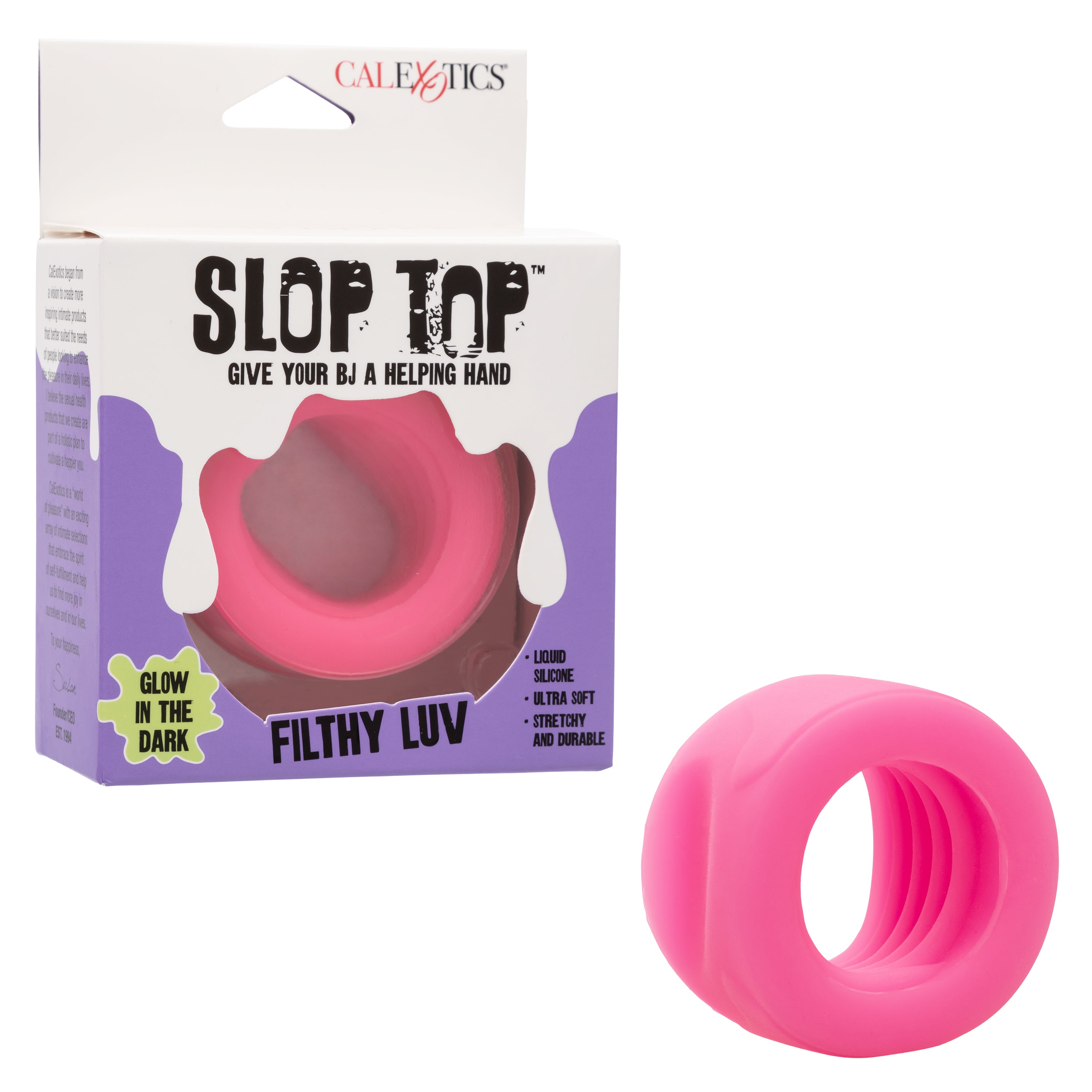 Slop Top™ Filthy Luv Glow in the Dark Pink Liquid Silicone Textured Stroker Default Title Strokers - Manual