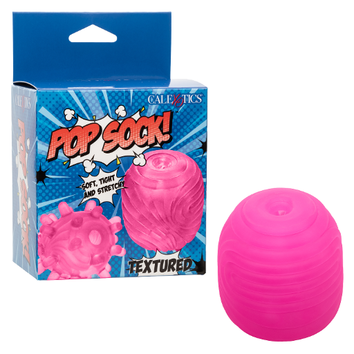 Pop Sock Textured Pink Soft Tight Stretchy Reversible Masturbator with Dual Sensations and Suction Closure Pink Strokers - Cup|Egg