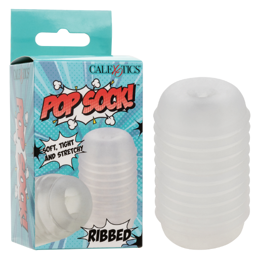 Pop Sock Ribbed Clear Soft Tight Stretchy Reversible Masturbator Sleeve Clear Strokers - Cup|Egg