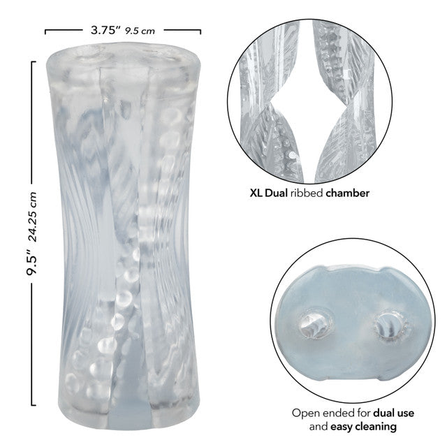 Cyclone Dual Ribbed Stroker XL Transparent Easy Grip Multi-Chambered Stroker > Sex Toys For Men > Masturbators > Manual