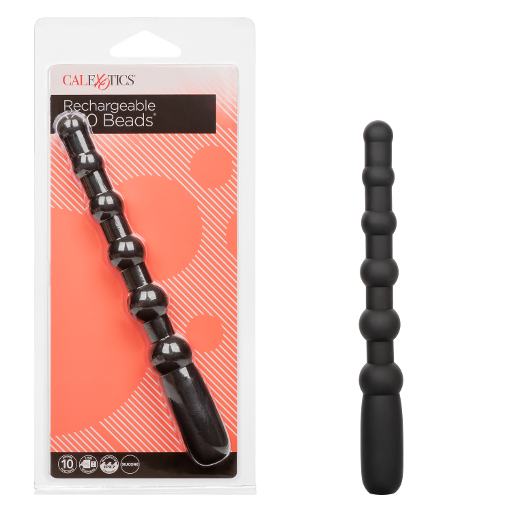 Rechargeable X-10 Beads Black Silicone Flexible Vibrating Probe with 10 Functions and USB Charging Default Title > Anal Range > Anal Beads