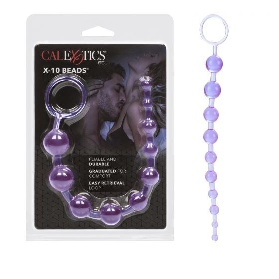 X-10 Beads Purple Graduated Anal Pleasure Beads with Easy Retrieval Loop and Smooth Jelly Finish Default Title Beads