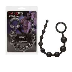 Superior X-10 Beads Black 10 Graduated Pliable Anal Beads with Easy Retrieval Ring Default Title Beads
