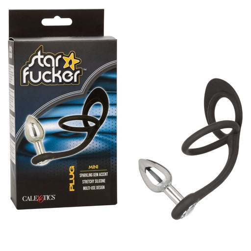 Star Fucker Mini Plug Black Silicone Dual Enhancer with Metal Probe and Sparkling Gem Base Default Title Butt Plugs