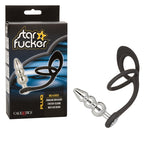 Star Fucker Beaded Plug With Stretchy Black Silicone Dual Enhancer and Silver Metal Probe > Anal Range > Prostate Plugs
