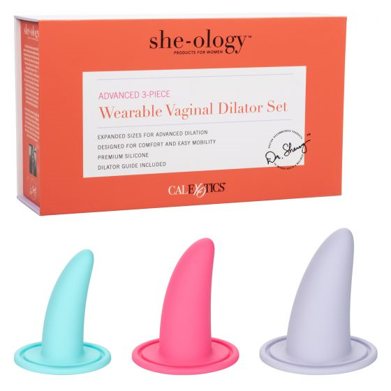 She-ology Advanced 3-Piece Wearable Vaginal Dilator Set with Ergonomic Curved Silicone Probes in Blue, Pink, and Lavender Default Title Dilators