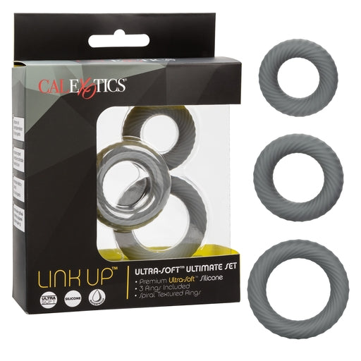 Link Up Ultra Soft Ultimate – Plush Stretchy Cock Ring Set Grey > Cock Ring > Sets