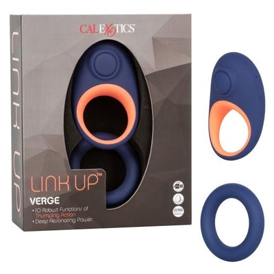 Link Up Verge Dual Stimulating Ring with 10 Thumping Functions Ultra-Soft Silicone Cock Ring Blue and Orange Default Title Cock Rings Vibrating