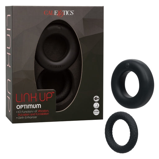 Link Up Optimum Black Dual-Density Silicone Vibrating Enhancer and Ultra-Soft Textured Support Ring Secondary image