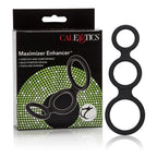 Maximizer Enhancer Triple Silicone Ring Set Black with 2 Inch Base, 1.5 Inch Scrotum, and 1.25 Inch Shaft Rings > Cock Ring > Sets