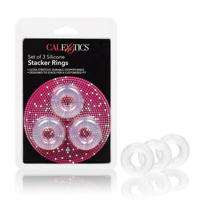 CalExotics Set of 3 Silicone Stacker Rings – Customizable Fit and Comfort Clear Cockrings