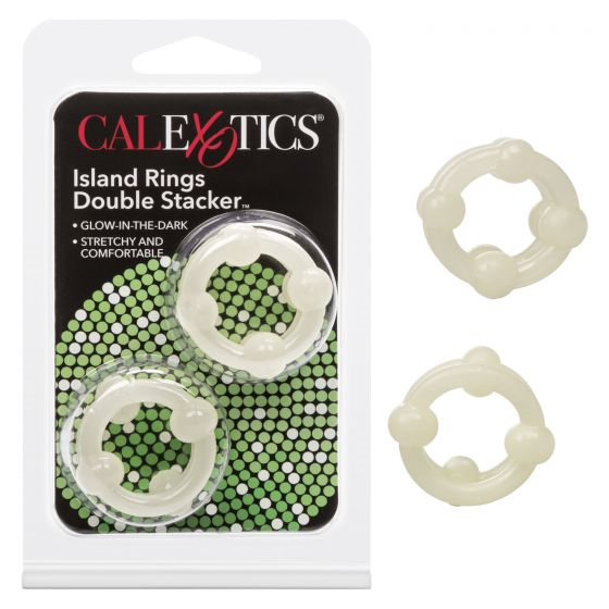 Island Rings Double Stacker Glow In The Dark Stretchy Cock Rings 0.75 Inch 2 Cm Duo Default Title COCK RING Set