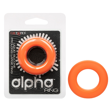 Alpha Liquid Silicone Prolong Large Ring Orange 1.25 Inch Diameter Stretchy Comfortable Durable Orange Cockrings
