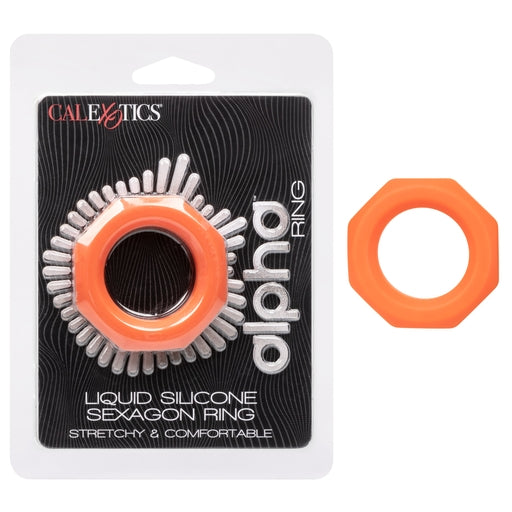 Alpha Liquid Silicone Sexagon Ring Orange Stretchy Comfortable Enhancer Default Title COCK RINGS