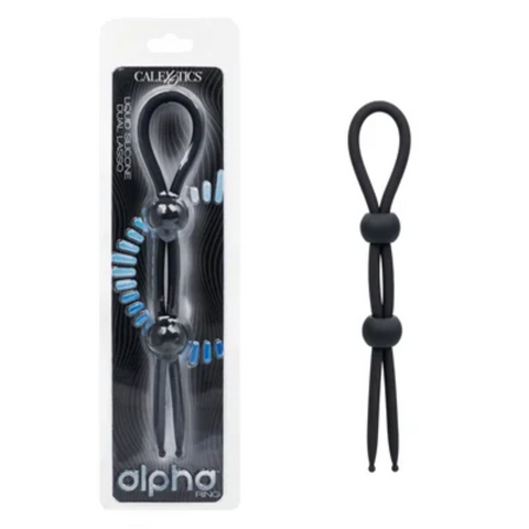 Alpha™ Liquid Silicone Dual Lasso - Black COCK RINGS Adjustable