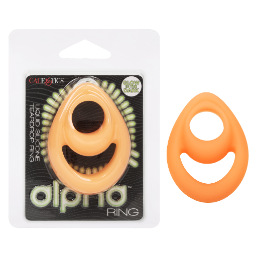 Alpha Glow-In-The-Dark Liquid Silicone Teardrop Ring in Orange Orange Cockrings