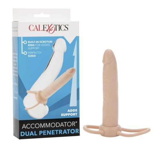 Accommodator Dual Penetrator 10 Inch Ivory Dildo Beige > Dildos > Strap On Dildos