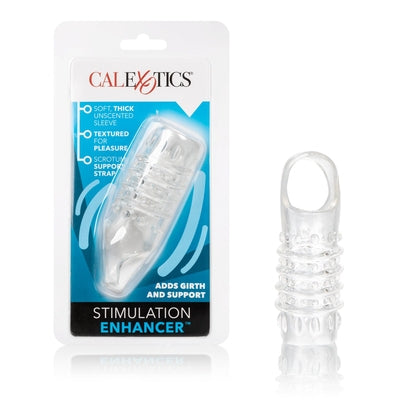 Stimulation Enhancer Clear Nubbies Super Tight Textured Extension Sleeve with Scrotum Strap Clear SLEEVES
