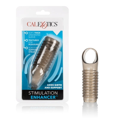 Stimulation Enhancer Smoke Ridged Thick Textured Sleeve with Scrotum Support Strap Gray SLEEVES
