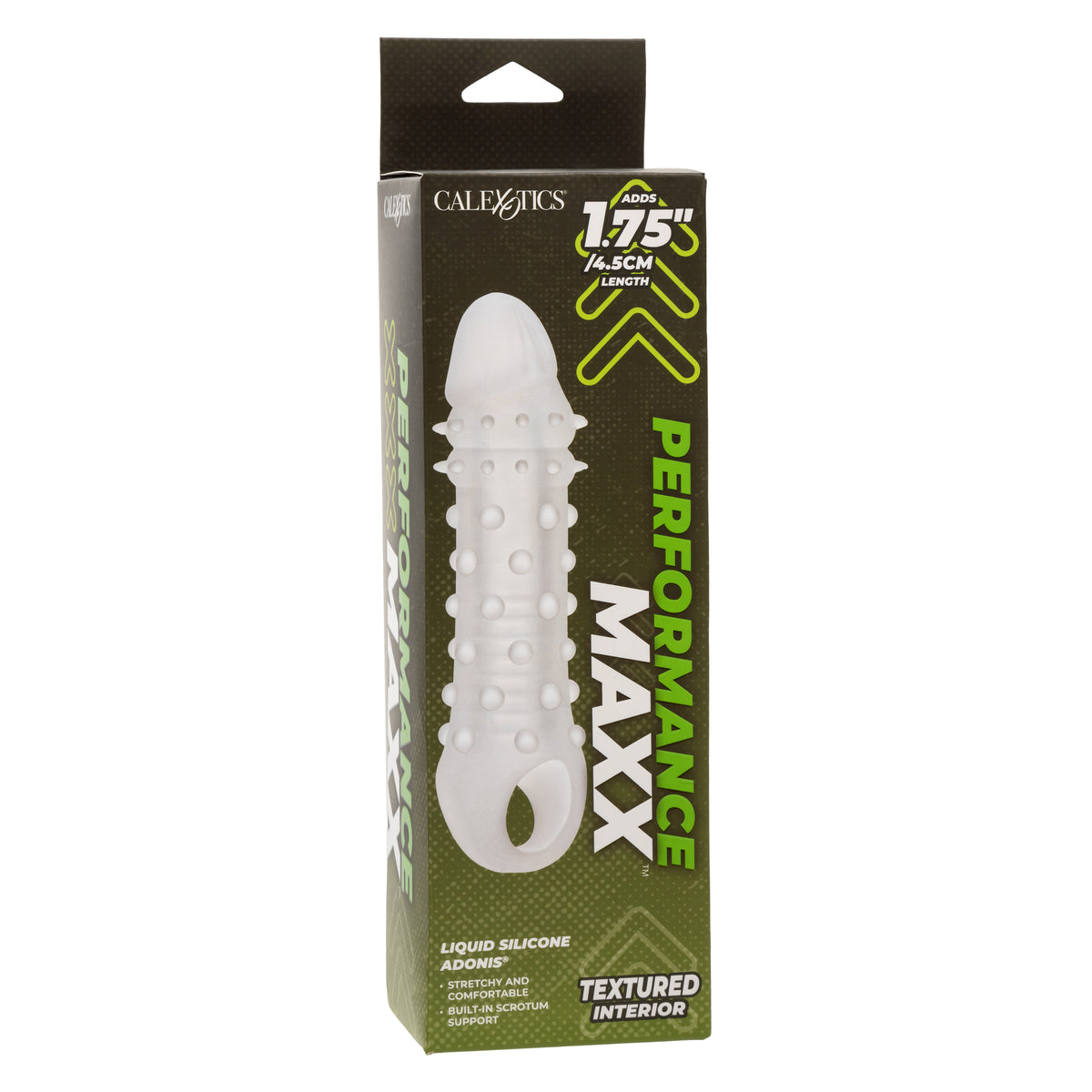 Performance Maxx Liquid Silicone Adonis 1.75 Inch Textured Interior Enhancer with Built-In Scrotum Support Clear SLEEVES
